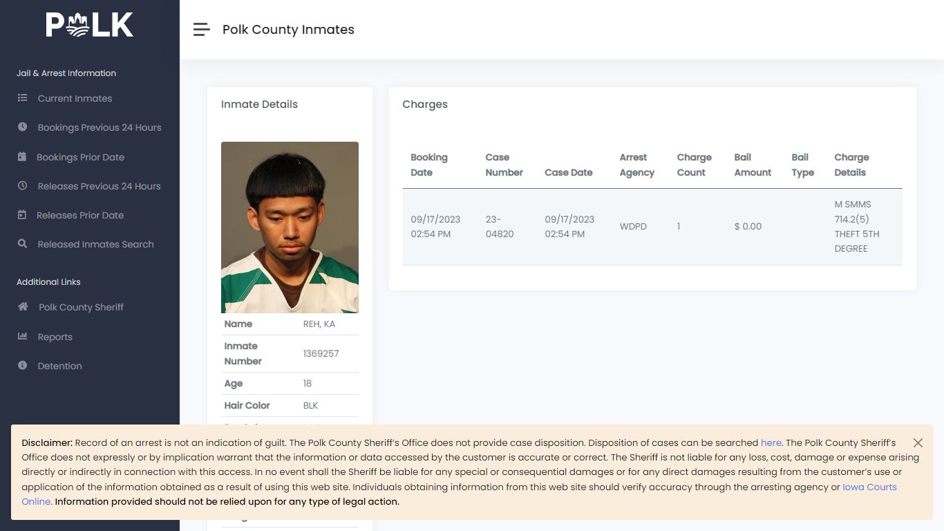 Inmate Details - Polk Inmates